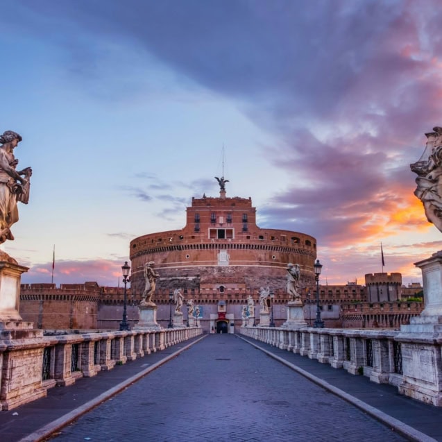 Scenic view of Castle of St. Angelo in Rome at sunrise